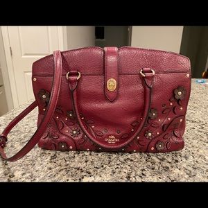 Coach Flower Mercer 30 in Burgundy